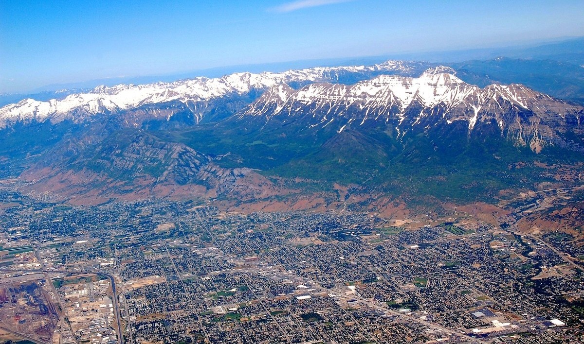 Aerial view of Wasatch Front communities in Utah